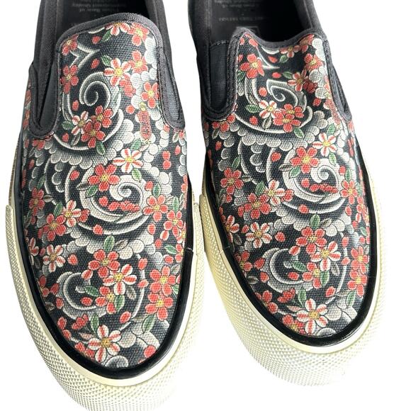 Three Tides Tattoo X Ubiq Slip On Shoes Mens 11 Sakura Fubuki Mutsuo Street RARE - Picture 4 of 14